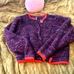 Free People Purple Combo Knit Sweater Cardigan size XS